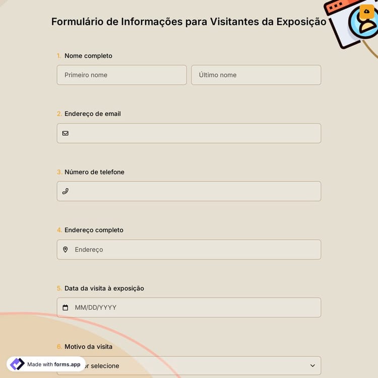 Formulário de Informações para Visitantes da Exposição