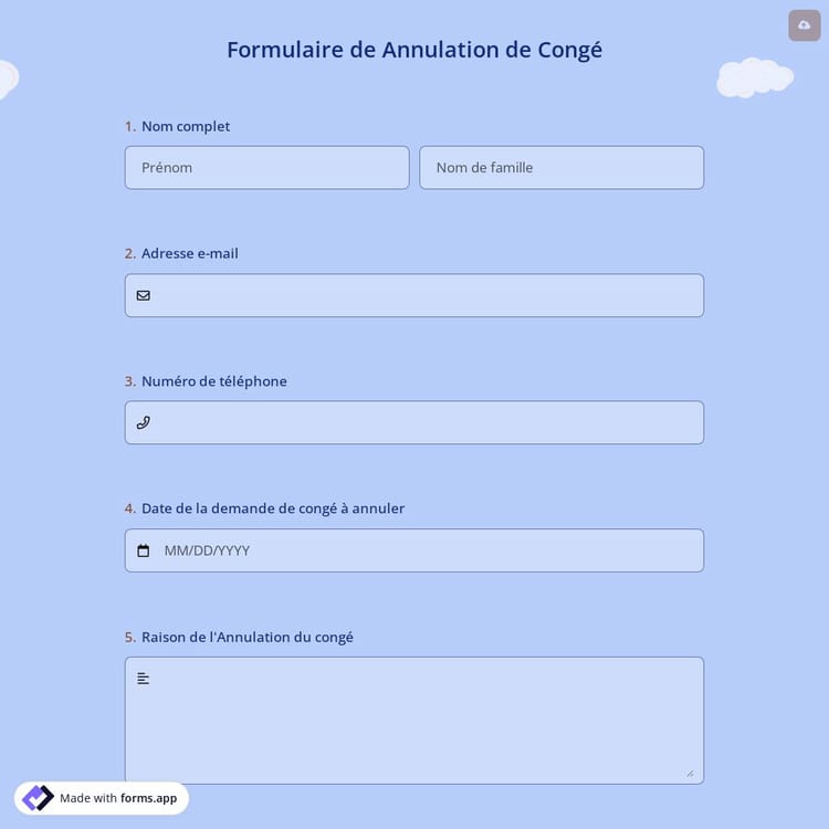 Formulaire de Annulation de Congé