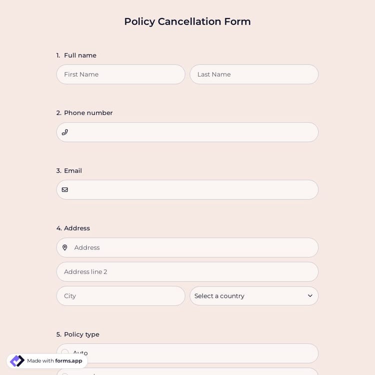 Policy Cancellation Form