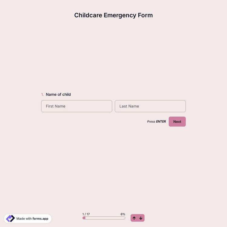 Childcare Emergency Form