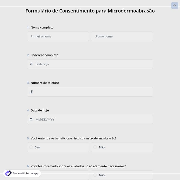 Formulário de Consentimento para Microdermoabrasão