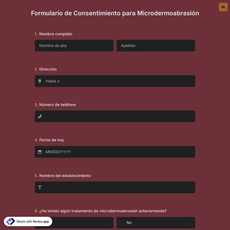 Formulario de Consentimiento para Microdermoabrasión