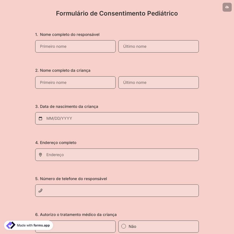 Formulário de Consentimento Pediátrico