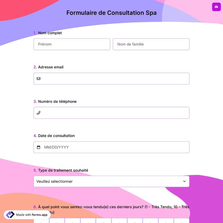 Formulaire de Consultation Spa