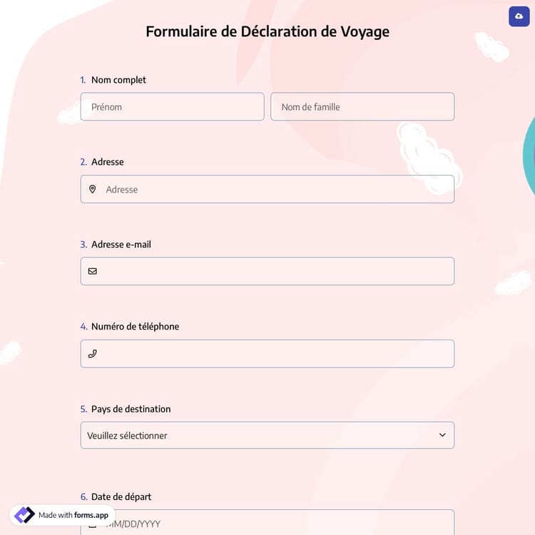 Formulaire de Déclaration de Voyage