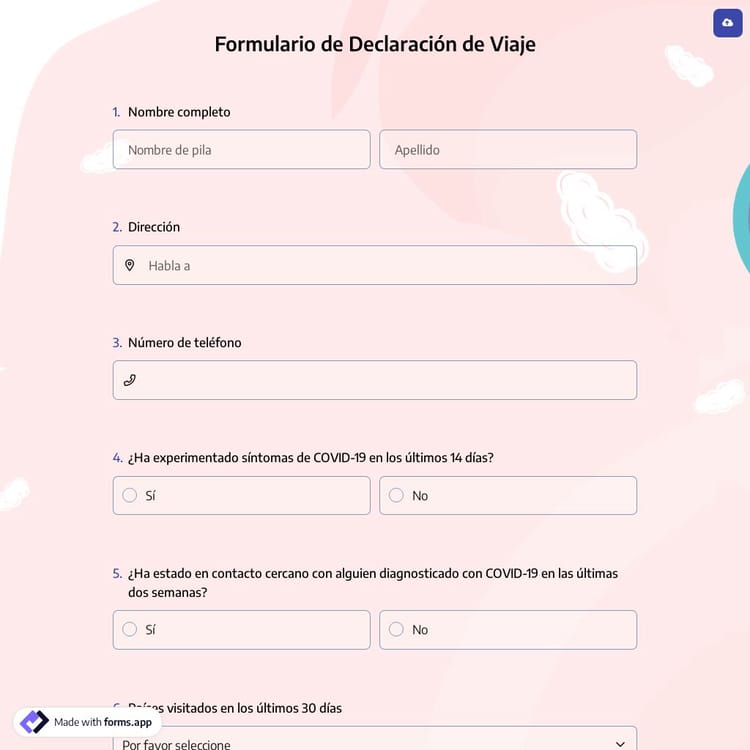 Formulario de Declaración de Viaje