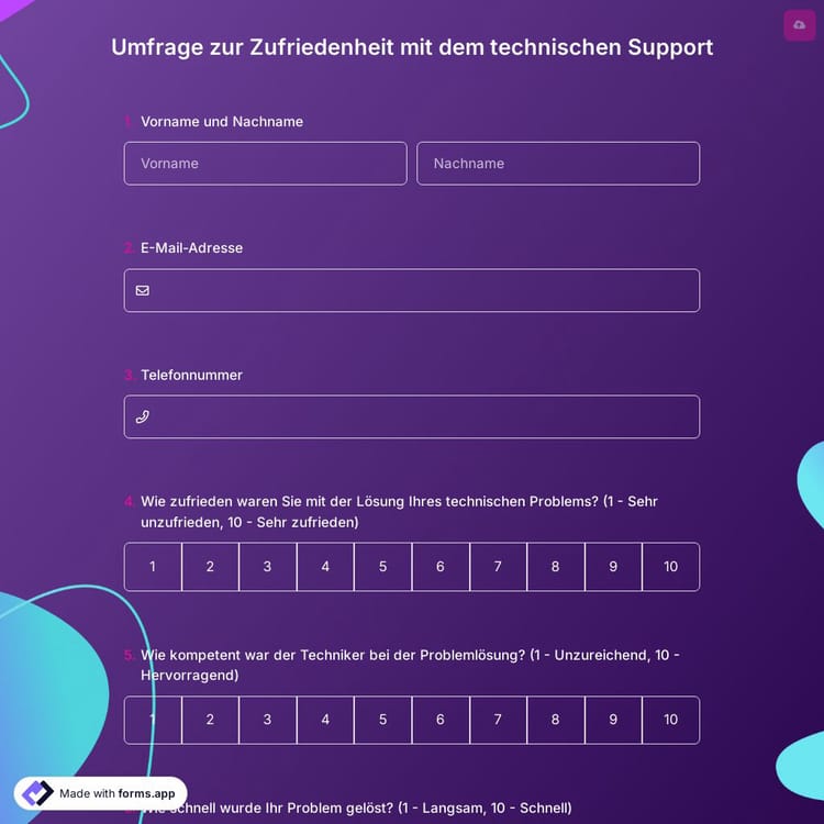 Umfrage zur Zufriedenheit mit dem technischen Support