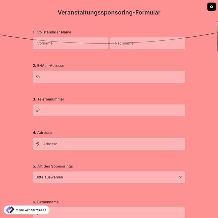 Veranstaltungssponsoring-Formular