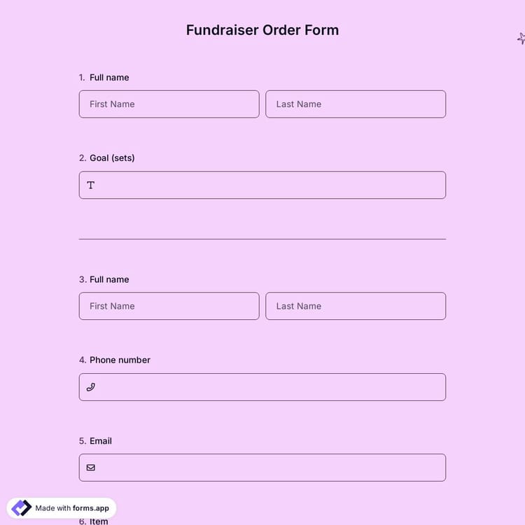 Fundraiser Order Form