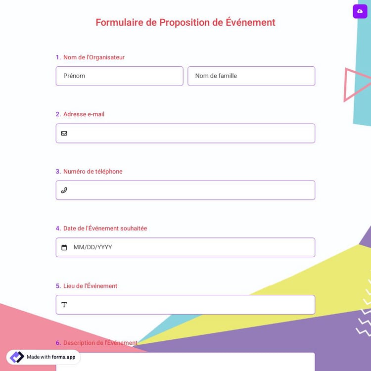 Formulaire de Proposition de Événement