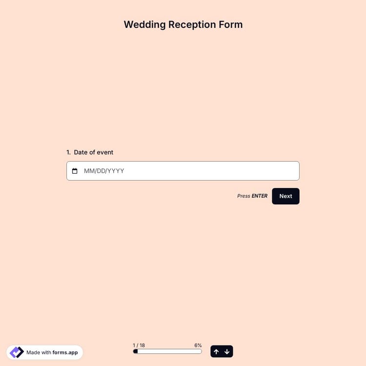 Wedding Reception Form