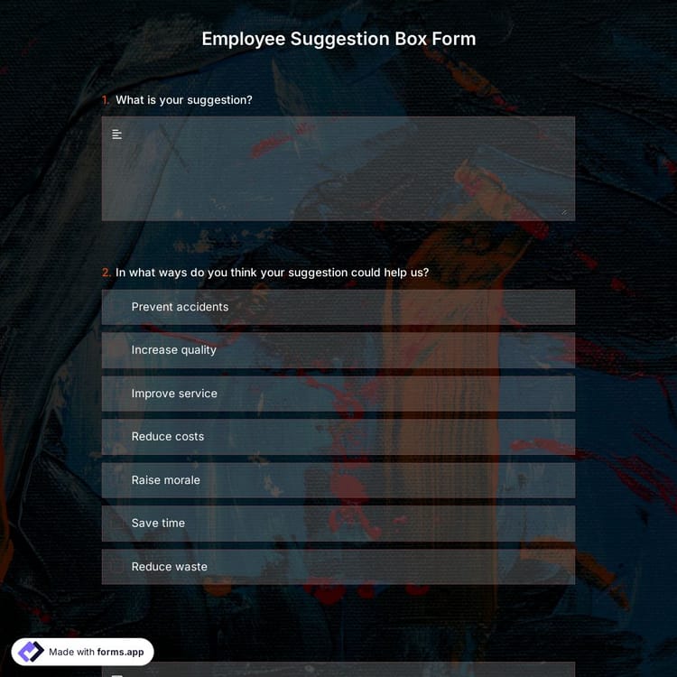 Employee Suggestion Box Form