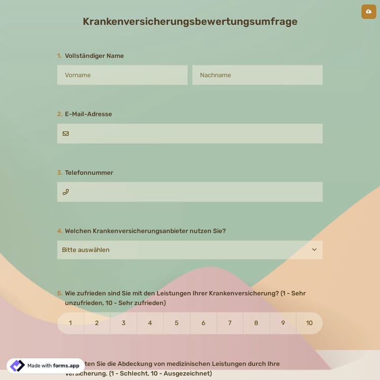 Krankenversicherungsbewertungsumfrage