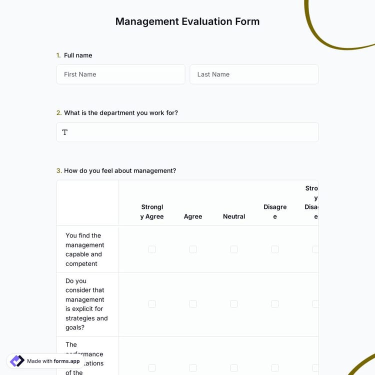 Management Evaluation Form