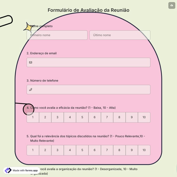 Formulário de Avaliação da Reunião