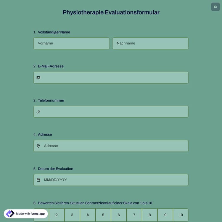 Physiotherapie Evaluationsformular