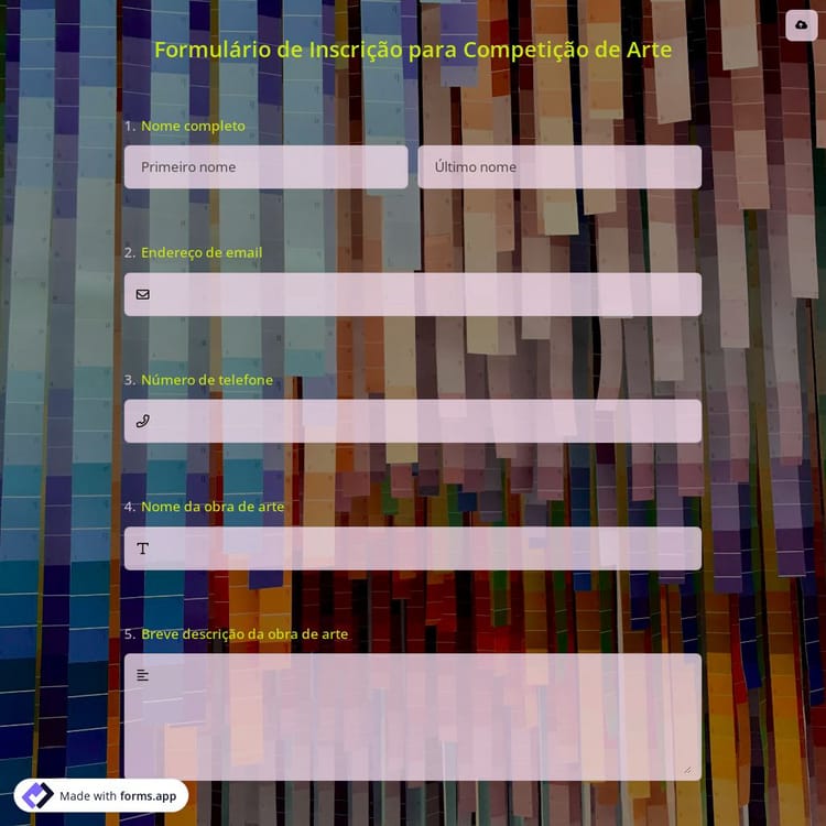 Formulário de Inscrição para Competição de Arte