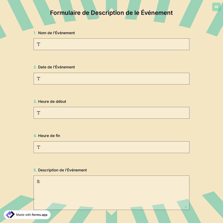 Formulaire de Description de le Événement