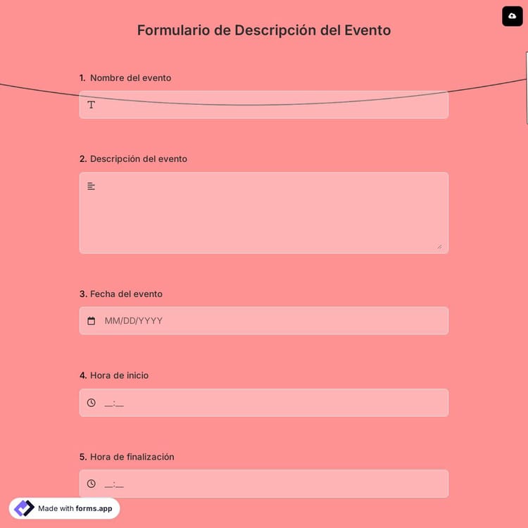 Formulario de Descripción del Evento