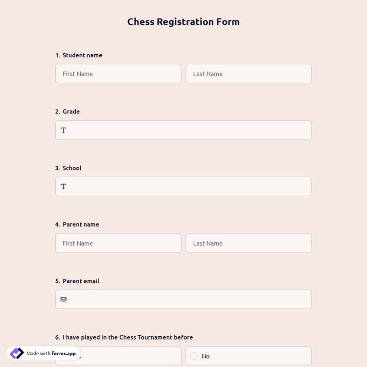 Chess Registration Form