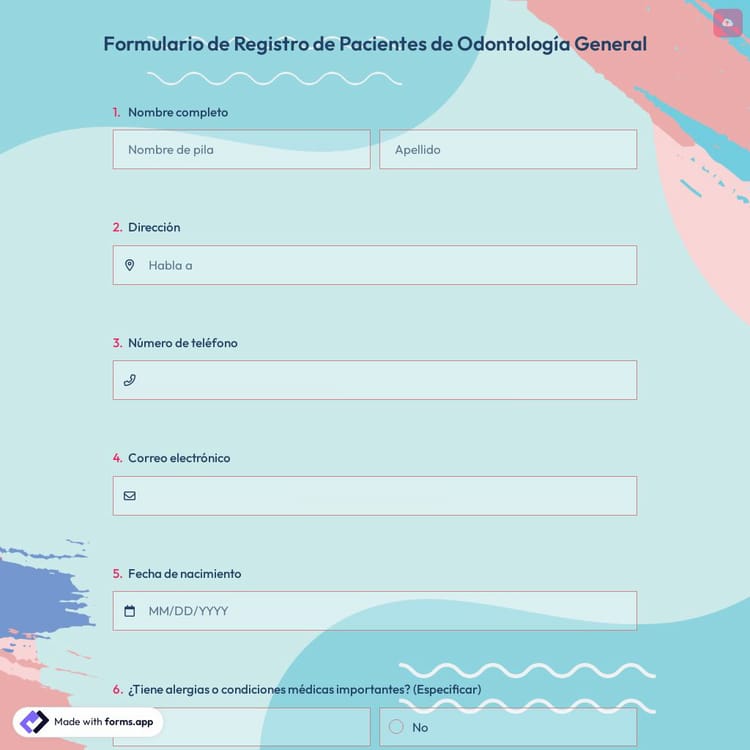 Formulario de Registro de Pacientes de Odontología General