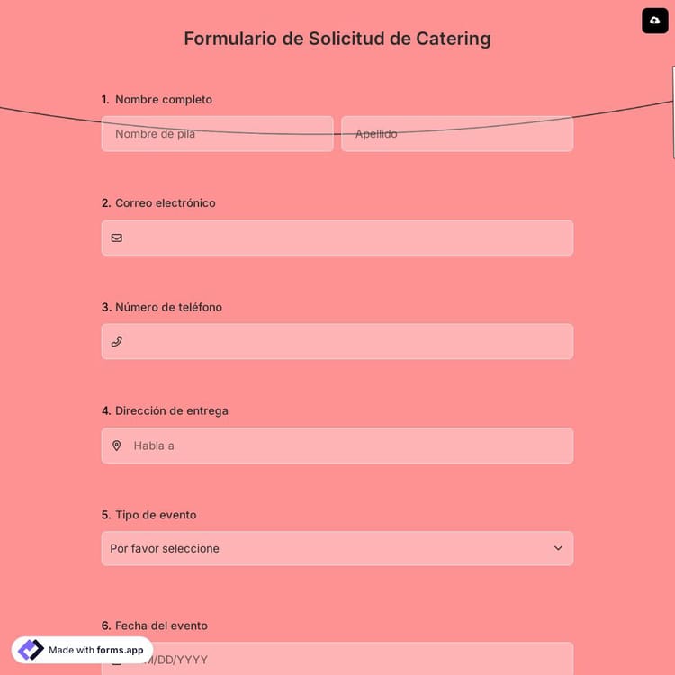 Formulario de Solicitud de Catering