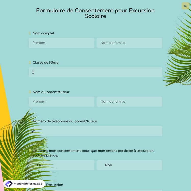 Formulaire de Consentement pour Excursion Scolaire