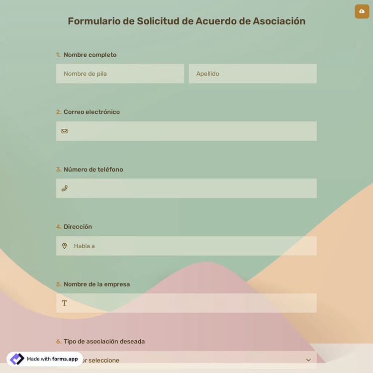 Formulario de Solicitud de Acuerdo de Asociación