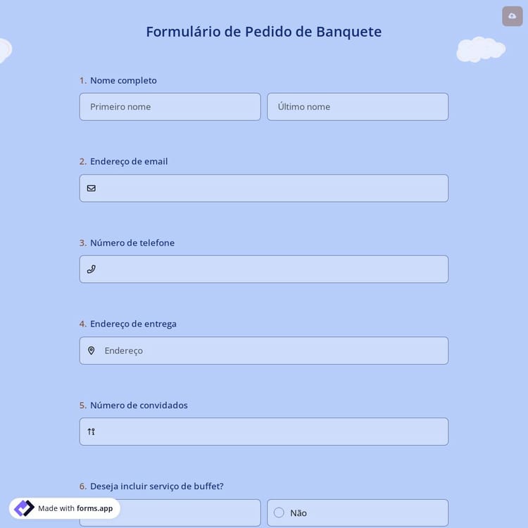 Formulário de Pedido de Banquete