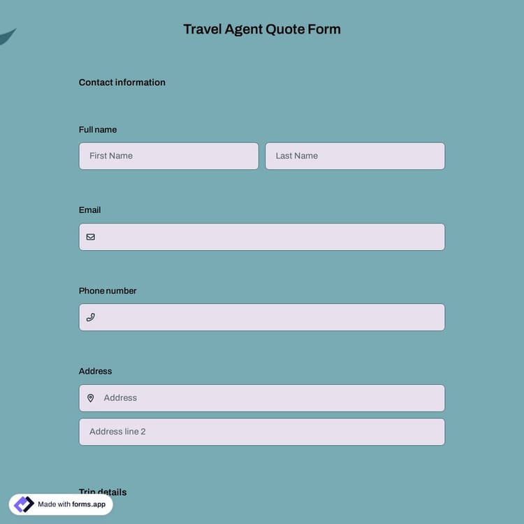 Travel Agent Quote Form