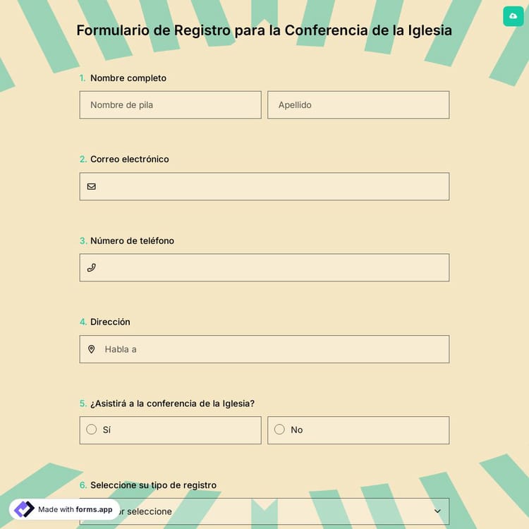 Formulario de Registro para la Conferencia de la Iglesia