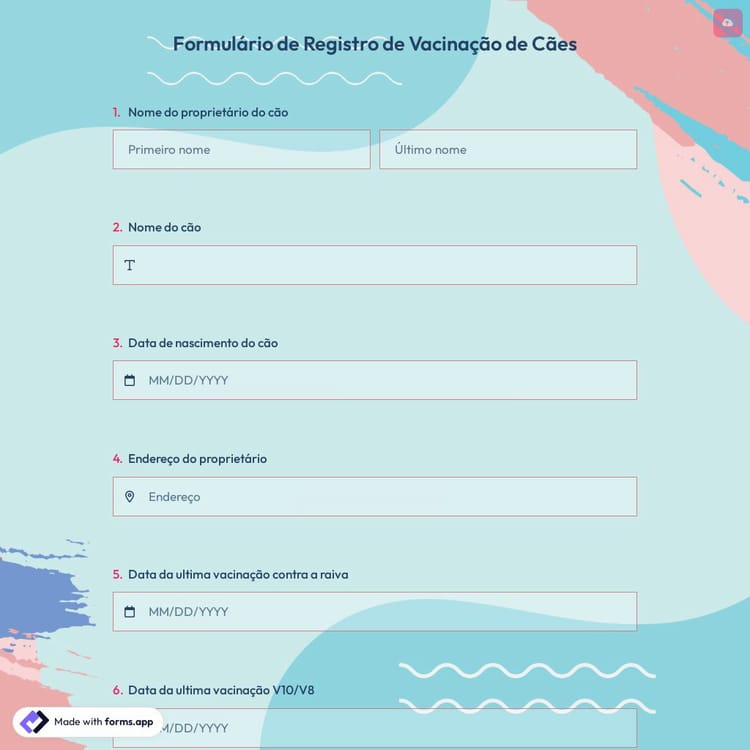 Formulário de Registro de Vacinação de Cães