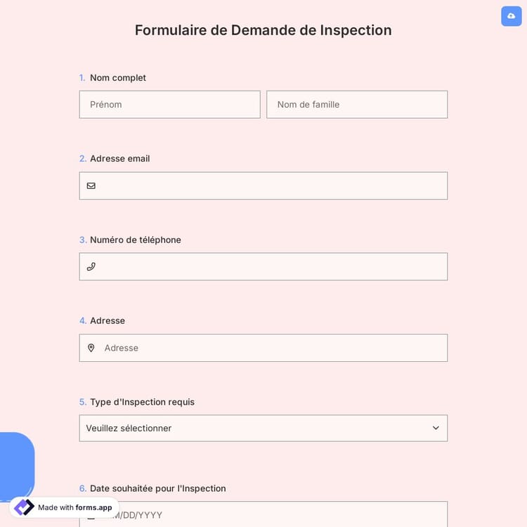 Formulaire de Demande de Inspection