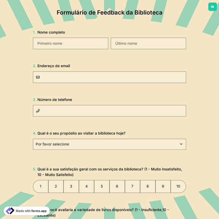 Formulário de Feedback da Biblioteca