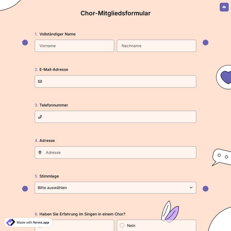 Chor-Mitgliedsformular