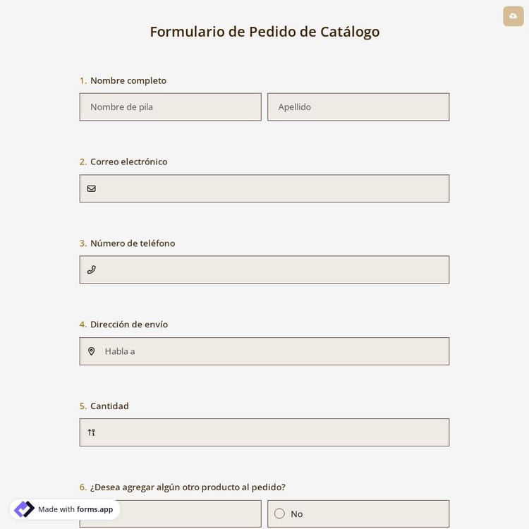 Formulario de Pedido de Catálogo