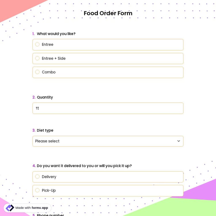 Food Order Form