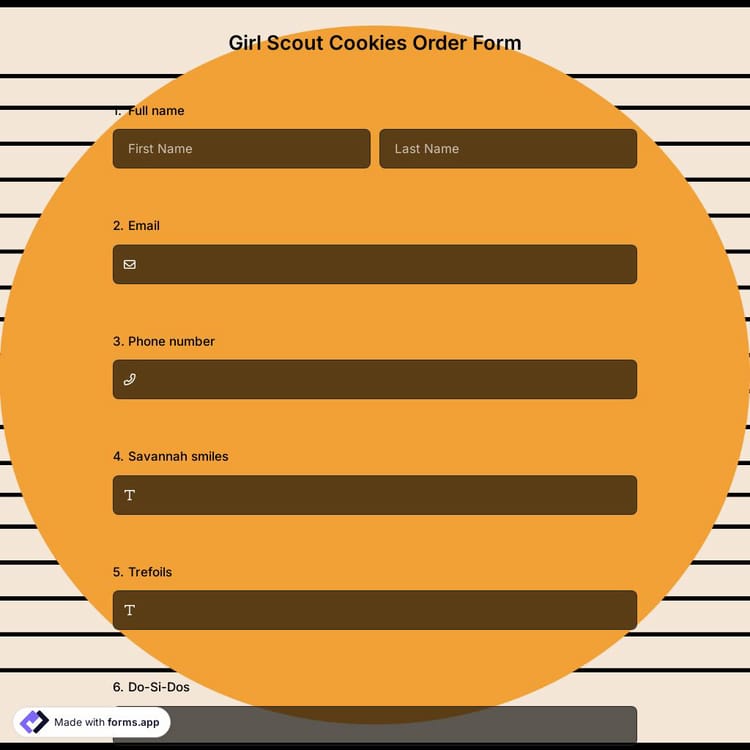 Girl Scout Cookie Order Form