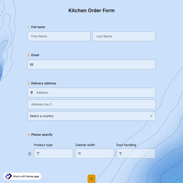 Kitchen Order Form