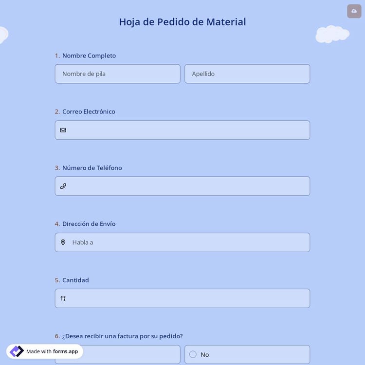 Hoja de Pedido de Material