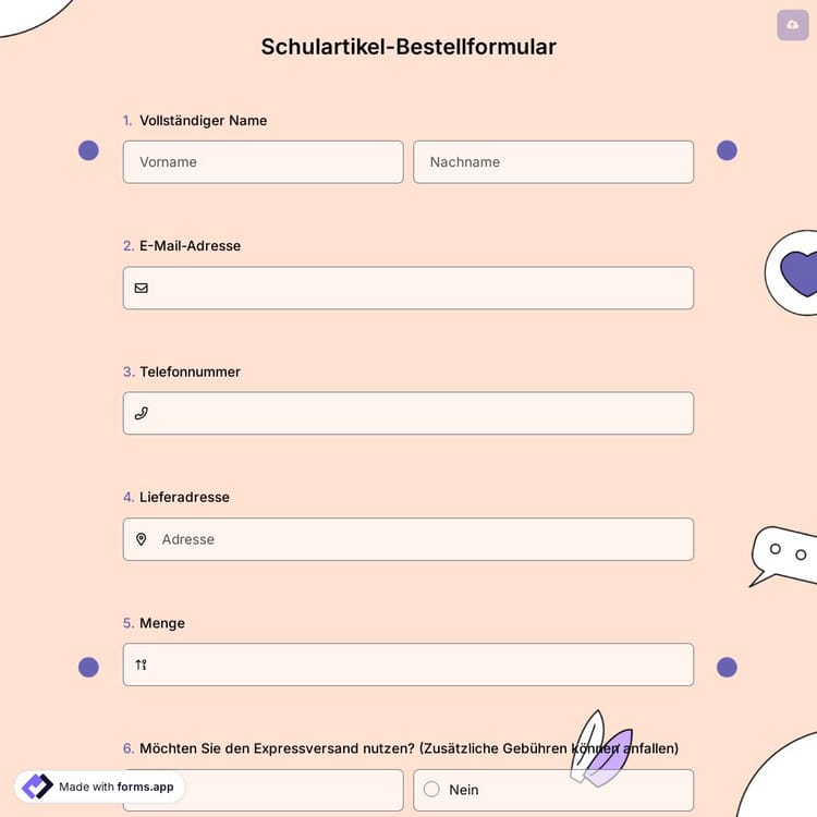 Schulartikel-Bestellformular