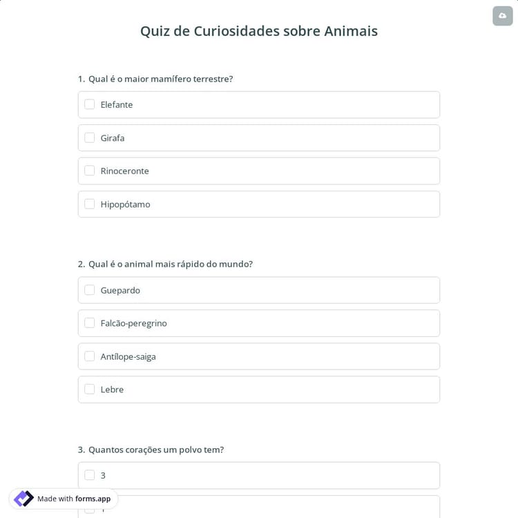 Quiz de Curiosidades sobre Animais