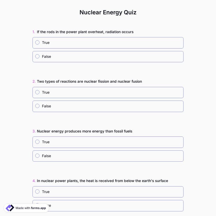 Nuclear Energy Quiz