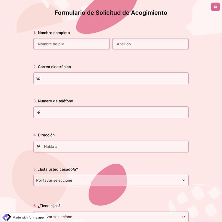 Formulario de Solicitud de Acogimiento