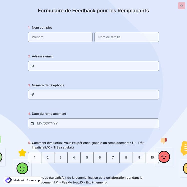Formulaire de Feedback pour les Remplaçants