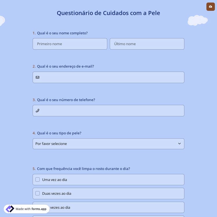 Questionário de Cuidados com a Pele