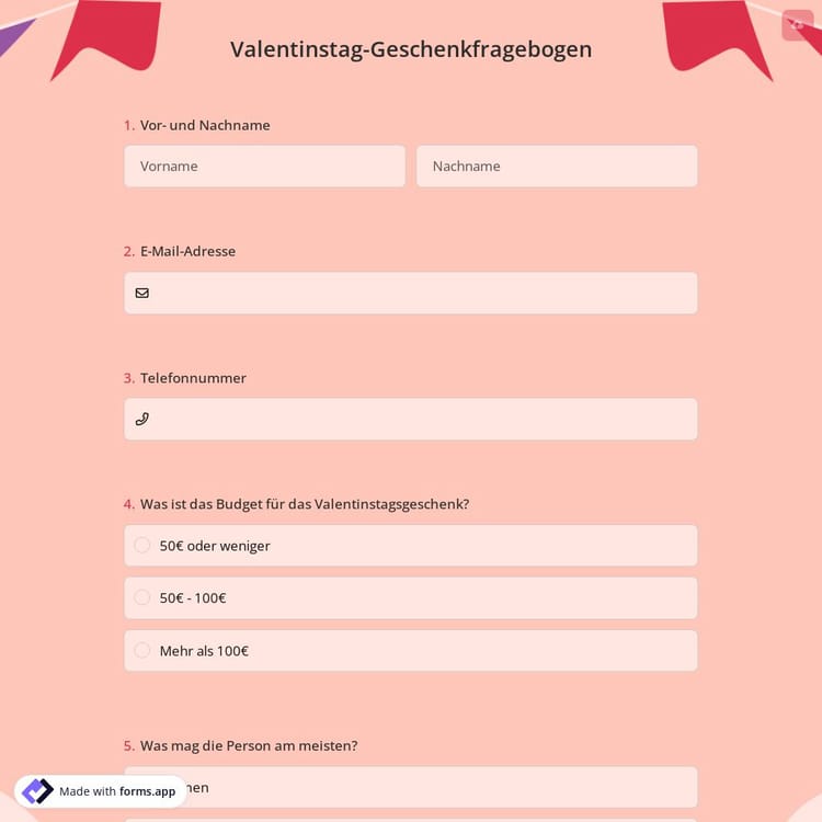 Valentinstag-Geschenkfragebogen