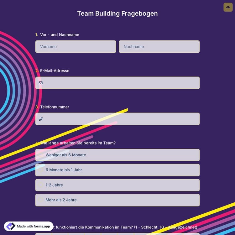 Team Building Fragebogen