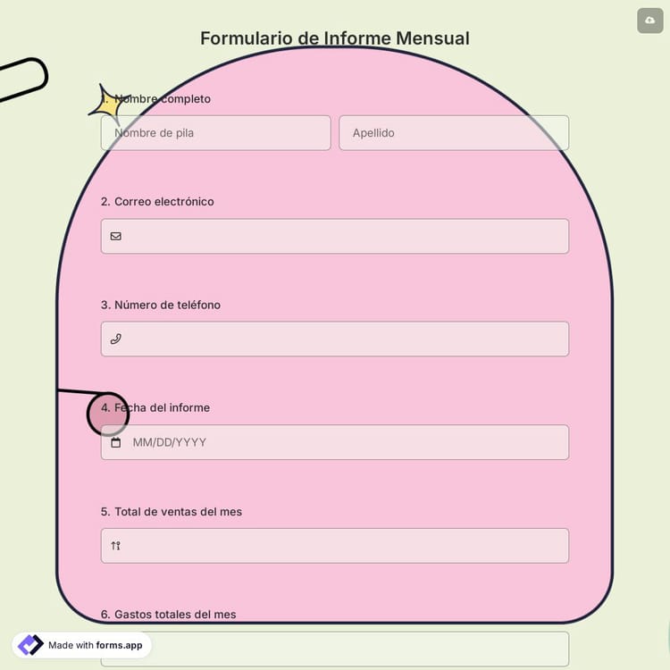 Formulario de Informe Mensual