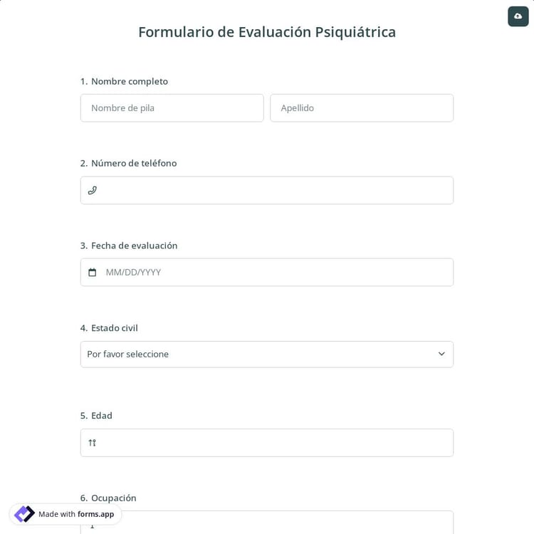 Formulario de Evaluación Psiquiátrica
